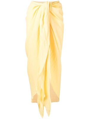 BONDI BORN tie-front draped maxi skirt - Yellow