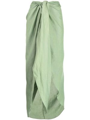 BONDI BORN tie front draped skirt - Green