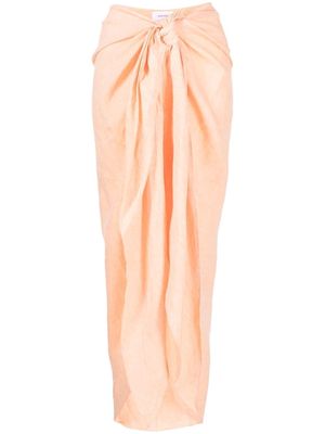 BONDI BORN tie-front organic-linen skirt - Orange