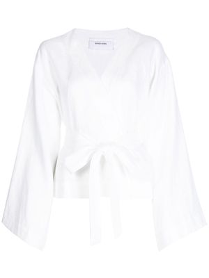 BONDI BORN V-neck linen blouse - White