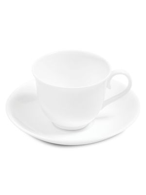 Bone China White Teacup & Tea Saucer - White - White
