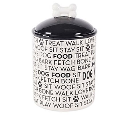 Bone Dry Medium Pet Treat Storage Canister Blac k Dog Text