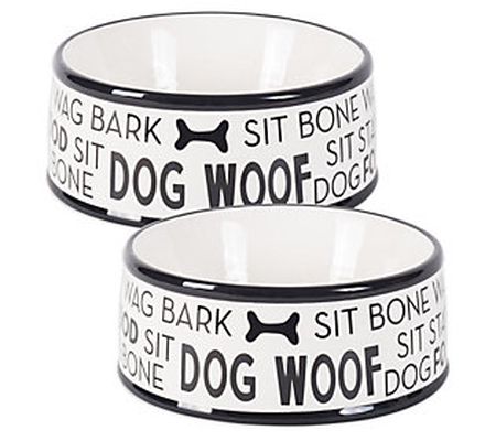 Bone Dry Set of 2 Medium Black Dog Text Pet Bow ls