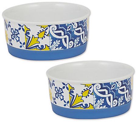 Bone Dry Set of 2 Portuguese Azulejos Ceramic P et Bowl Small