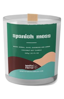 Bonita Fierce Spanish Moss Candle in White/Green 