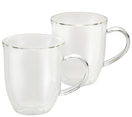 BonJour Coffee 12-oz Insulated Glass Latte Cups , Set of 2