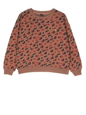 Bonmot leopard-print cotton sweatshirt - Brown