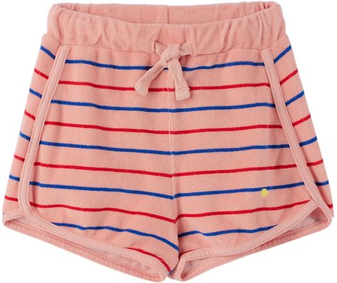 Bonmot Organic Baby Pink Terry Stripes Shorts