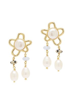 Bonnie 14K-Gold-Plated, Freshwater Pearl & Bead Flower Drop Earrings