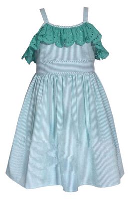 Bonnie Jean Kids' Eyelet Trim Seersucker Dress in Green 