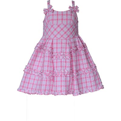 Bonnie Jean Kids' Gingham Seersucker Party Dress in Pink 