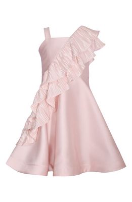 Bonnie Jean Kids' Plissé Pleat Ruffles Satin Dress in Blush