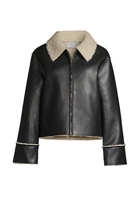 Bonnie Sherpa-Trimmed Faux Leather Jacket