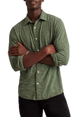Bonobos Everyday Slim Fit Knit Button-Up Shirt in Lever Space Dye Olive