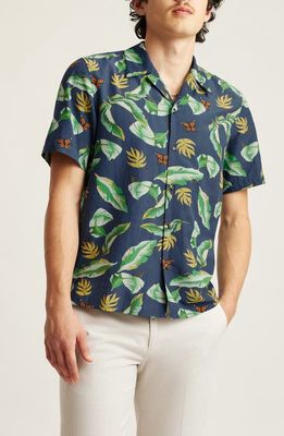 Bonobos Resort Riviera Tropical Print Cotton & Viscose Camp Shirt in Tropical Garden C6 