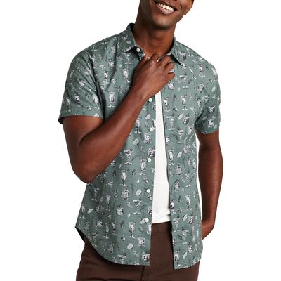 Bonobos Riviera Cocktail Print Short Sleeve Stretch Cotton Button-Up Shirt in Cocktail Hour V4 C19