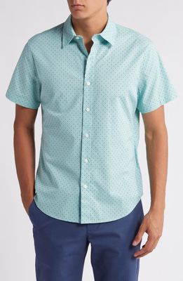 Bonobos Riviera Dot Slim Fit Short Sleeve Button-Up Shirt in Salt Pond Dot 