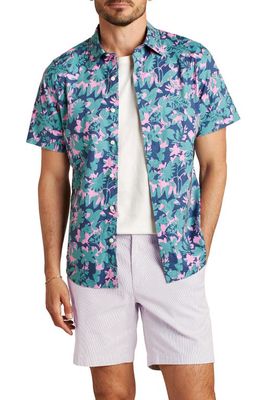 Bonobos Riviera Slim Fit Floral Short Sleeve Stretch Cotton Button-Up Shirt in Bonavista Leaves V4 C52 