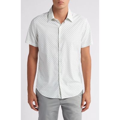 Bonobos Slim Fit Geo Pattern Short Sleeve Performance Button-Up Shirt in Icarian Fish 