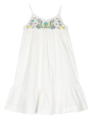Bonpoint Anya floral-embroidered smock dress - White