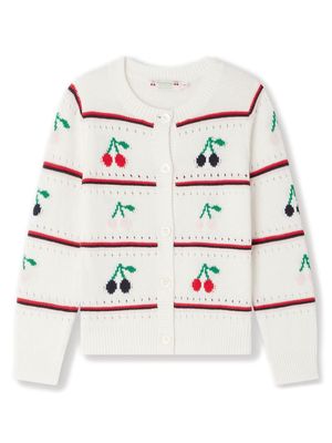 Bonpoint Armel intarsia-knit cotton cardigan - White