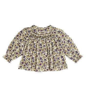 Bonpoint Baby Pompon printed cotton blouse
