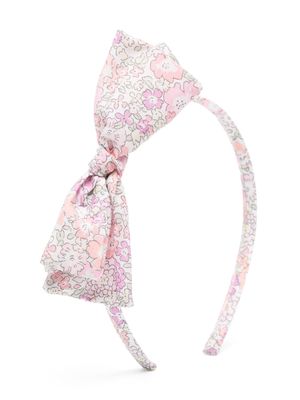 Bonpoint bow-detail floral-print headband - White