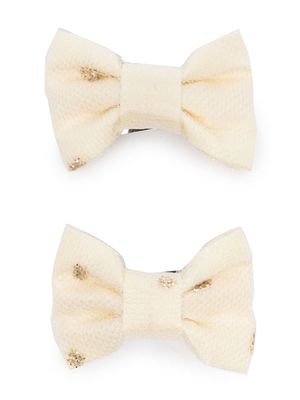 Bonpoint bow-detail silk hair clips - Yellow