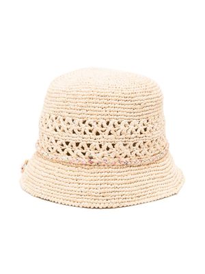 Bonpoint braided-band raffia hat - Neutrals