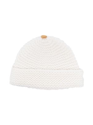 Bonpoint button-detail knitted beanie - White