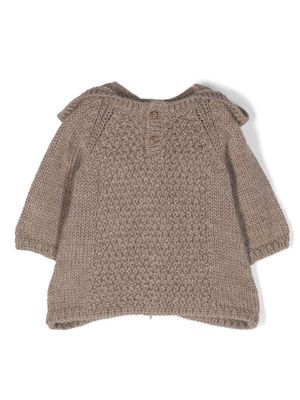 Bonpoint cable-knit hooded jumper - Brown