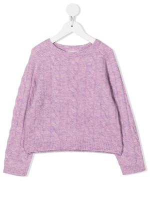 Bonpoint cable-knit long-sleeve jumper - Purple