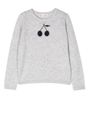 Bonpoint cashmere cherry-print top - Grey