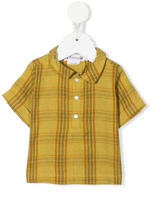 Bonpoint check-pattern cotton shirt - Yellow