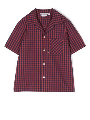 Bonpoint check pattern short-sleeve shirt - Red