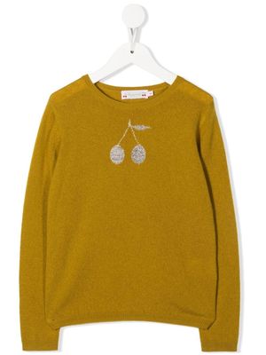 Bonpoint cherry-intarsia cashmere jumper - Yellow