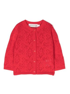 Bonpoint cherry-knit cardigan - Red
