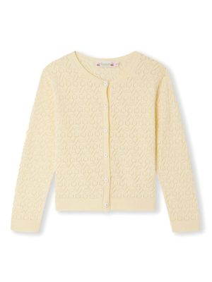 Bonpoint Cherry open-knit cotton cardigan - Yellow