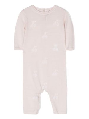 Bonpoint cherry-patterned wool romper - Pink