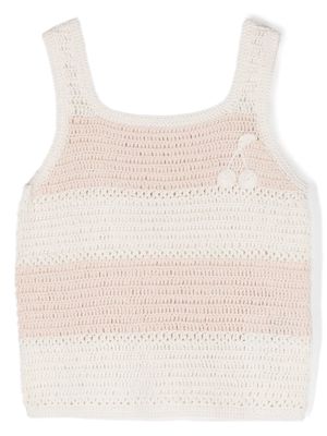 Bonpoint crochet-knit cotton tank top - White