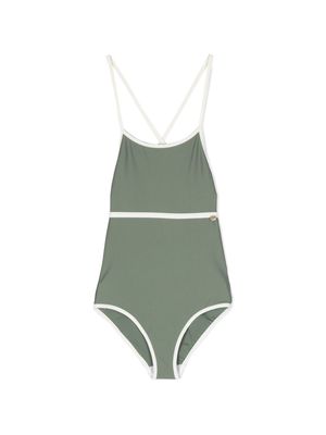 Bonpoint crossover-straps swimsuit - Green