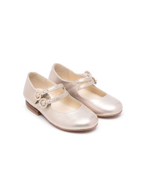 Bonpoint crystal buckle-detail leather ballerina shoes - Gold