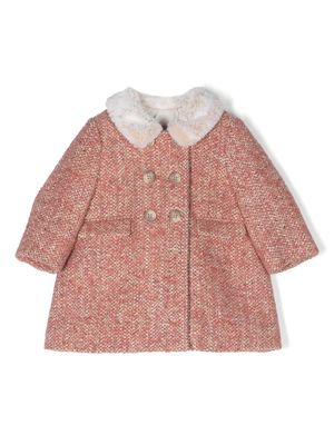 Bonpoint double-breasted shearling-collar coat - Pink