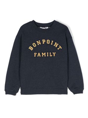 Bonpoint embroidered-logo cotton sweatshirt - Blue