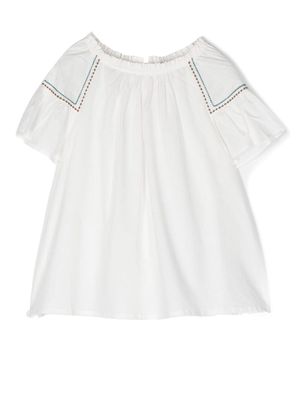 Bonpoint embroidered short-sleeved blouse - White