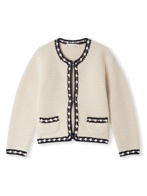 Bonpoint Fanette wool-cotton cardigan - Neutrals