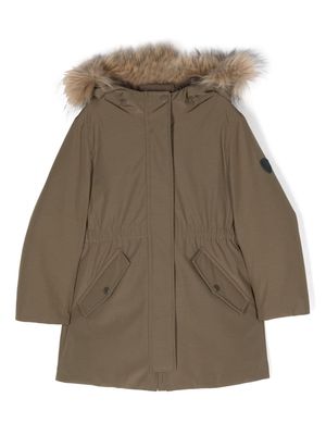 Bonpoint faux-fur trim hooded coat - Green