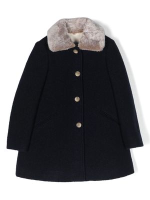 Bonpoint faux-fur wool coat - Blue