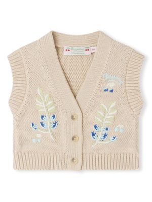 Bonpoint Ficiana floral-embroidered cardigan - Neutrals