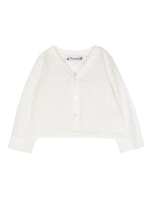 Bonpoint fine-knit V-neck cardigan - White